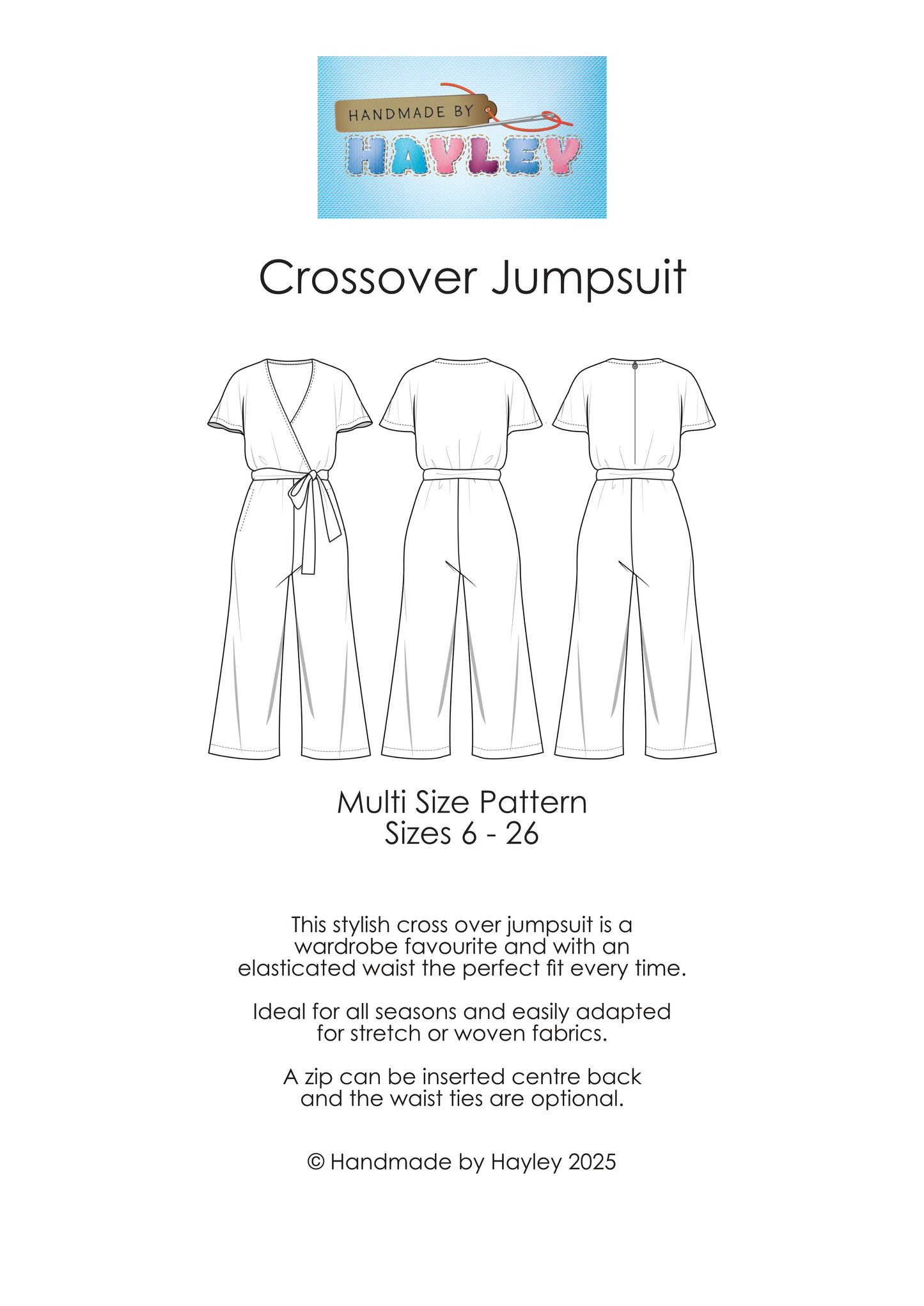 Crossover Jumpsuit Sizes 6 -26 Pattern
